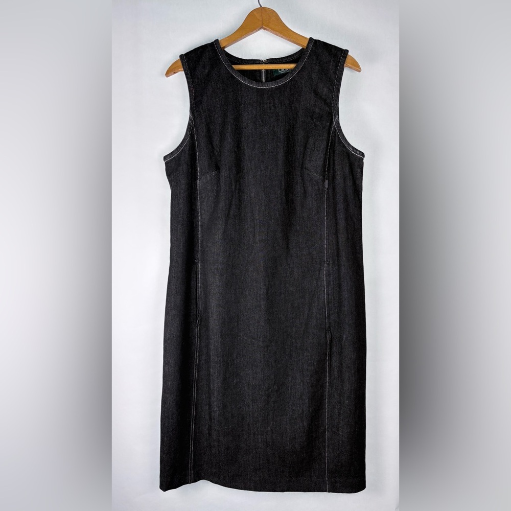 Lauren by Ralph Lauren Black Denim Sheath Dress Size 12
